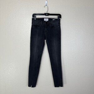 FRAME Denim Le Skinny De Jeanne Front Slit Black Jeans 25